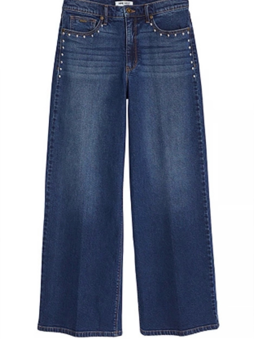 Nine West Women’s Wide Leg Blue Jeans with Stud Accents